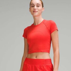 Lululemon Swiftly Tech Cropped Short-Sleeve Shirt 2.0 - Hot Heat / Hot Heat